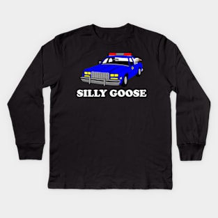 Silly Goose On Police Car Funny Meme Tee Kids Long Sleeve T-Shirt